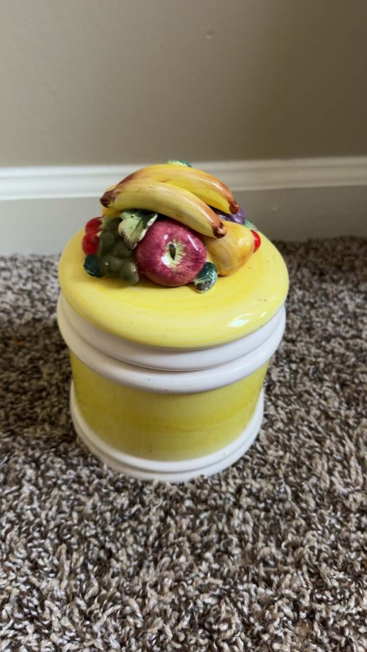 Vintage Italian Capodimonte Style Canisters With Fruit - Set of 3